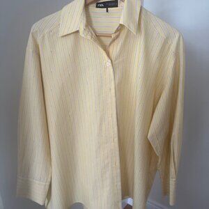 Yellow Poplin Pinstriped Oversized Shirt by Zara